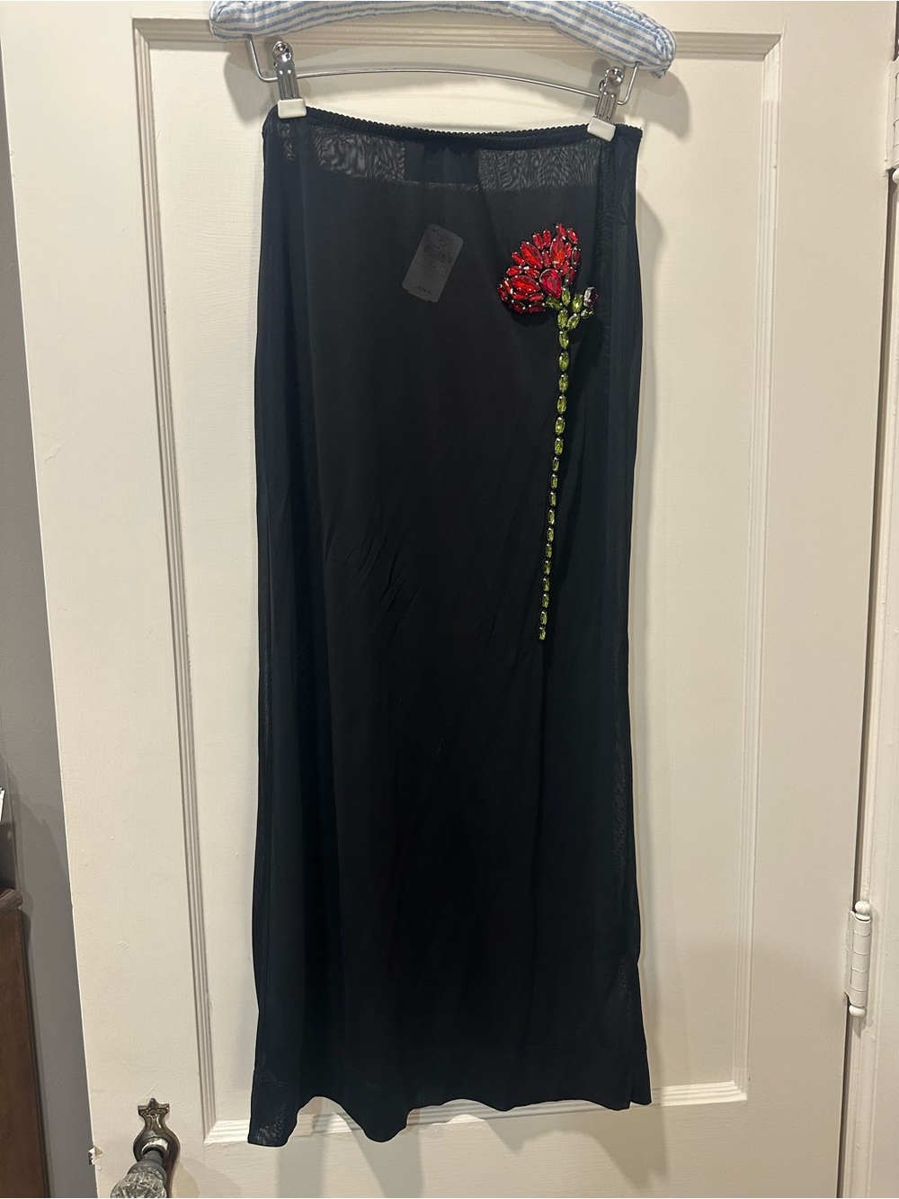 Simone Rocha Sheer Column Rose Crystal Midi Skirt - Picture 5 of 7